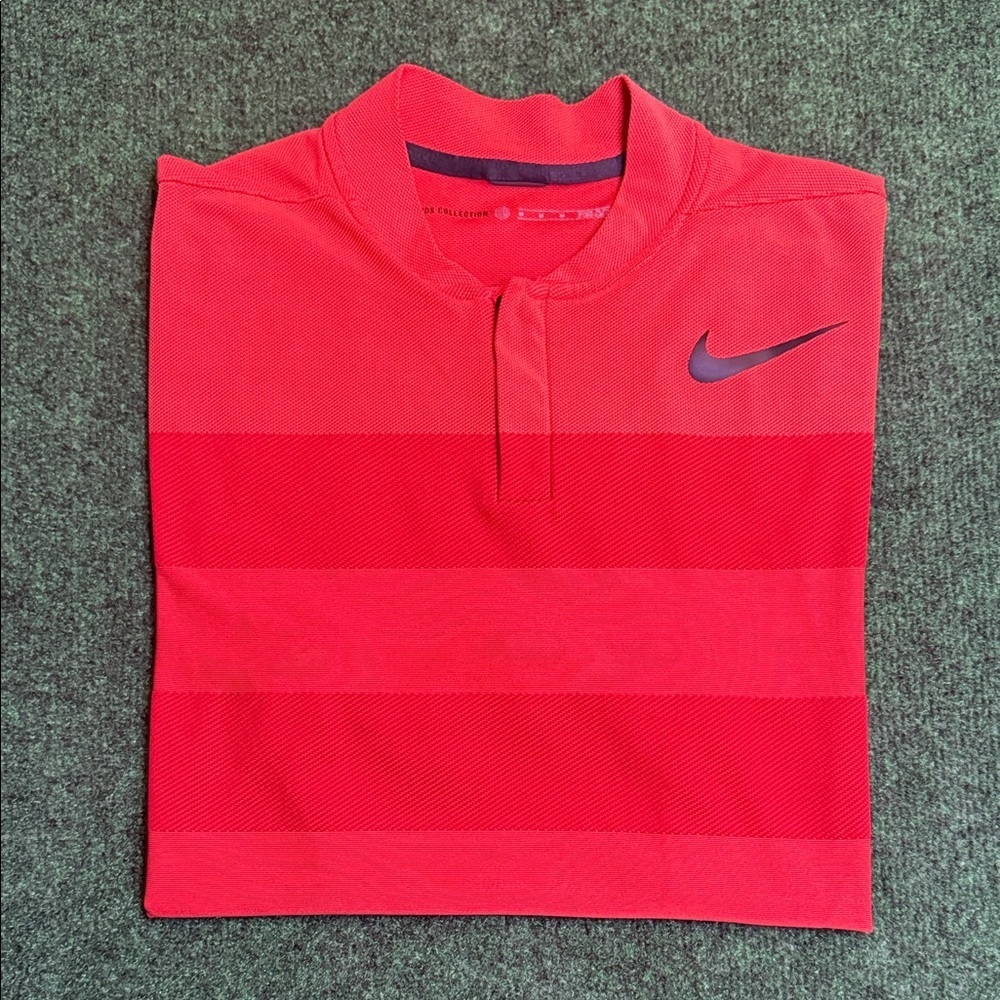 Tiger Woods by Nike Mock Neck Dri-Fit Polo (Orange & Burnt Orange / Size Medium) - Picture 3 of 8